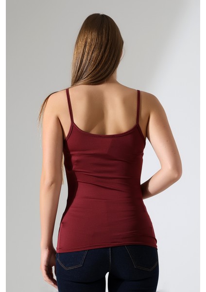 Slim Fit Dar Kesim Ince Askılı U Yaka Yumuşak Dokulu Basic Kadın Body Atlet 22001 Bordo fırsatları