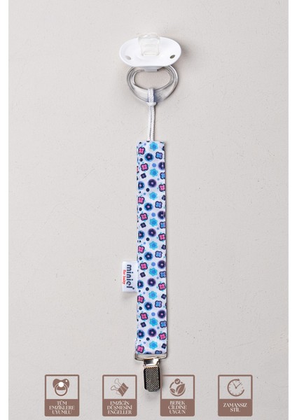 Kız Bebek Pamuklu Kumaş Çiçekli 3lü Emzik Tutucu / Emzik Zinciri / Emzik Askısı Seti fırsatları