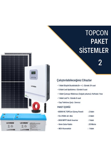 Monokristalli Küçük Ev Paketi (Paket 2)