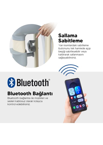 Bej Swing Me Akıllı Beşik – Otomatik Sallanabilir, Ağlamaya Duyarlı Anne Yanı Oyun Parkı