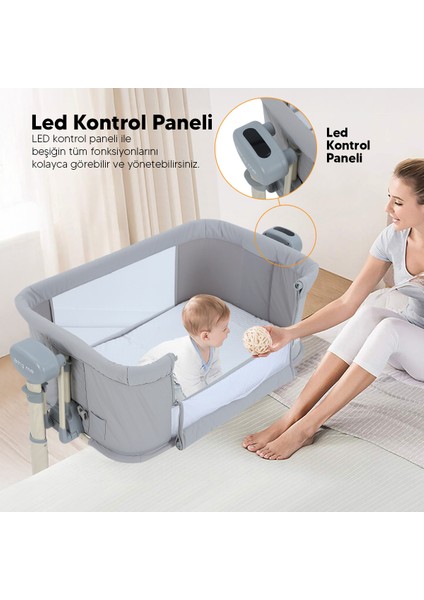 Bej Swing Me Akıllı Beşik – Otomatik Sallanabilir, Ağlamaya Duyarlı Anne Yanı Oyun Parkı