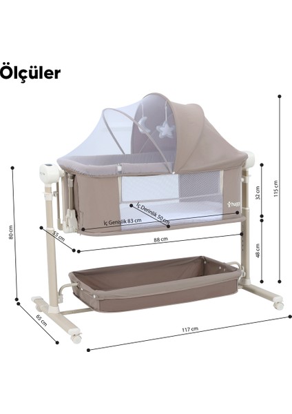 Bej Swing Me Akıllı Beşik – Otomatik Sallanabilir, Ağlamaya Duyarlı Anne Yanı Oyun Parkı