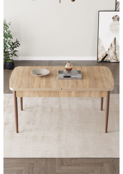 Mona Meşe Desen 80X132 Açılabilir Mdf Masa Yemek Odası Takımı, Mutfak Takımı 6 Adet Sandalye indirimleri