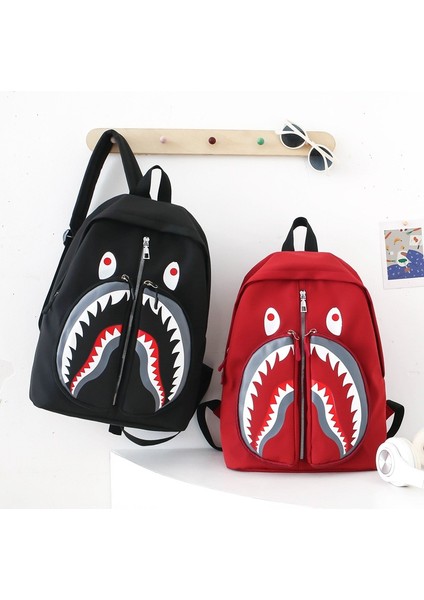 Köpekbalığı Kişilik Graffiti Öğrenci Moda Trend Omuz Çantası (Yurt Dışından) modelleri