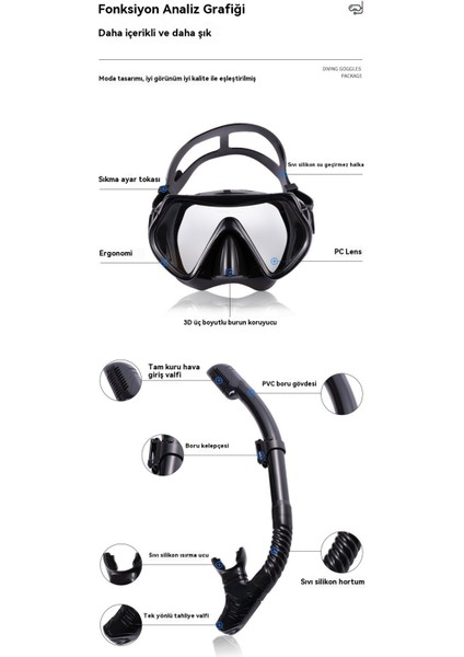 Dalış Maskesi Göz Koruması Yüz Aynası Tam Seti Anti-Sis (Yurt Dışından) indirimleri