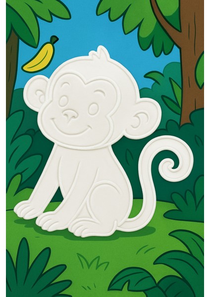 Maymun Figür Boyama Seti – 4 Renk Boya + 1 Fırça | Çocuk Eğitici Hobi Plakası (12 Cm) fırsatları