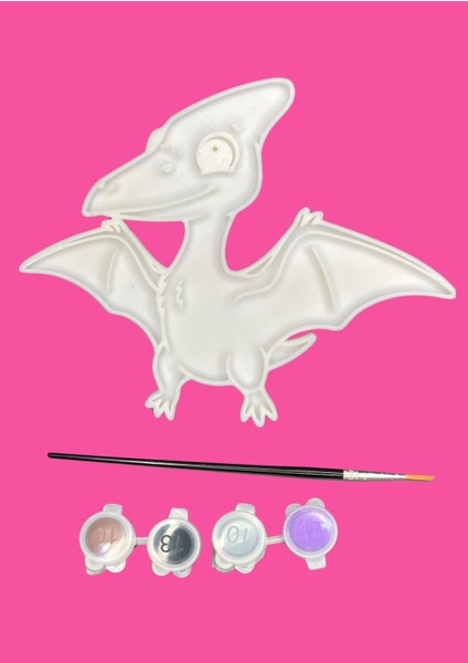 Uçan Dino Figür Boyama Seti – 4 Renk Boya + 1 Fırça | Çocuk Eğitici Hobi Plakası (12 Cm) fiyatları
