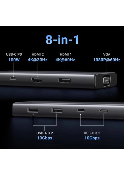 35588 8'i 1 Arada USB 3.0 100W Pd Port Çoklayıcı Hub, 35588 fiyatları