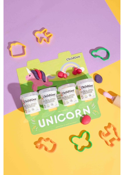 Doğal Oyun Hamuru Ecocup - (125 Grx4) 2x4'lü Set - Unicorn/dinozor fırsatları