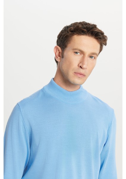 ALTINYILDIZ CLASSICS Erkek Açık Mavi Tüylenme Yapmayan Standart Fit Normal Kesim Yarım Balıkçı Yaka Triko Kazak fırsatları