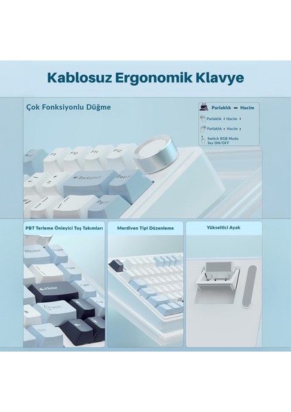 F75 Mekanik Rgb Tkl Ice Vein Switch Kablosuz Makrolu Hot Swap Klavye Lacivert indirimleri