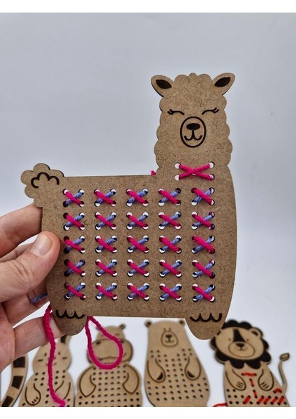 Ahşap Montessori İp Gerçirme Örme Oyunu 10 Lu Set fiyatları