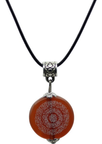 Kadın Erkek Hilye-I Şerif Yazılı Kahverengi Akik Taşı Kolye Doğal Taş Kolye Hediyelik Takı