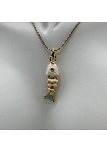 Çelik Beyaz Balık Kolye - Gold fiyatları