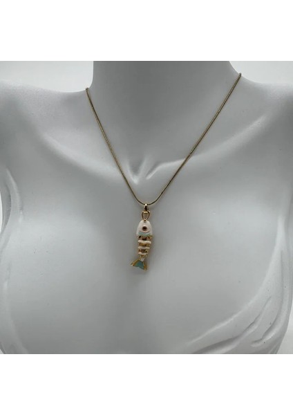 Çelik Beyaz Balık Kolye - Gold modelleri