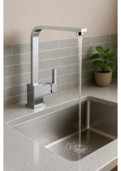 Angled Kuğu Evye Bataryası 10.01.300 – 360° Döner Borulu, Şık ve Ergonomik Mutfak Musluğu | Parlak Krom Kaplama, Dayanıklı Gövde