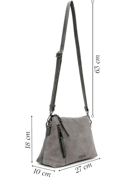 Kadın Gri Uzun Askılı Süet Çapraz Çanta 25ABD240410 fiyatları