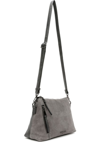 Kadın Gri Uzun Askılı Süet Çapraz Çanta 25ABD240410