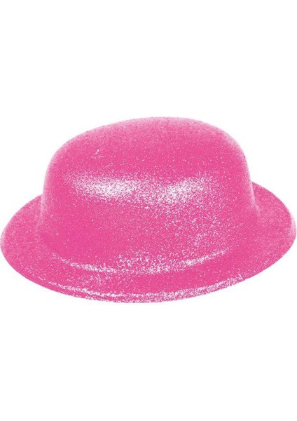 Pembe Renk Simli Melon Yuvarlak Parti Şapkası 24X26 cm