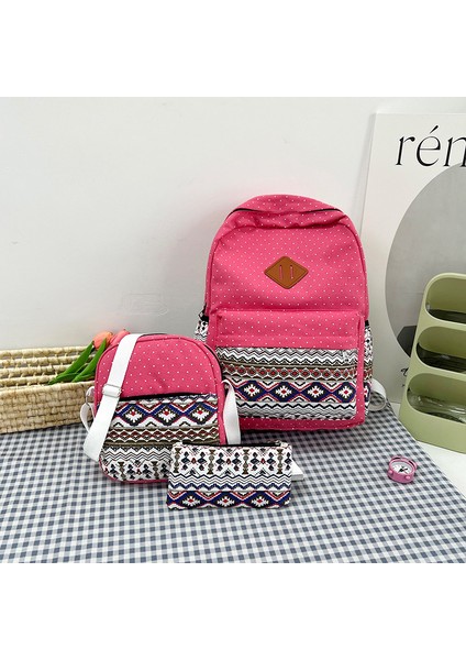 Okul Çantası Omuz Kanvas Çanta Üç Set (Yurt Dışından)