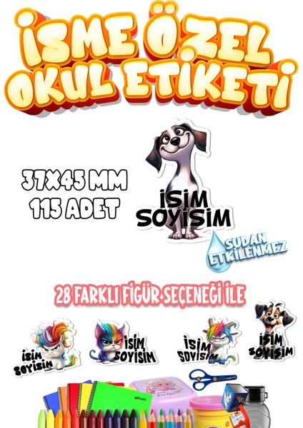 Okul Etiketi Kalem Defter Etiketi Özel Isim Yazılabilen Etiket Seti SET15