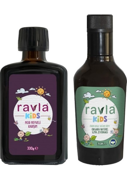 2'li Ürün - Mor Meyveli Karışım 330g / 250ml Yumuşak İçim Yüksek Polifenollü Organik Naturel Sızma Zeytinyağı