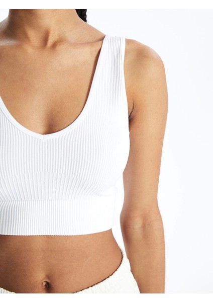 Xsıde Actıve Beyaz V Yaka Düz Seamless Kadın Spor Büstiyer fırsatları