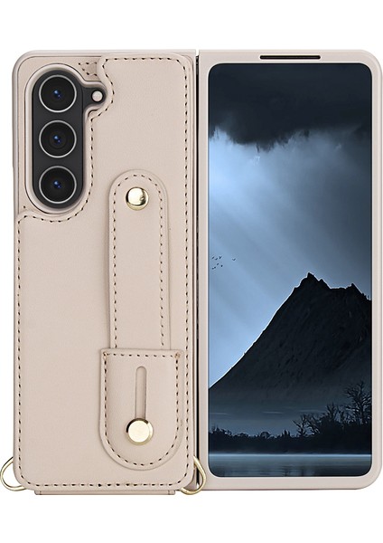 Samsung Galaxy Z Fold5 5g Kickstand Kart Yuvaları Deri Kaplamalı Tpu Kılıf ve Kayış (Yurt Dışından) fiyatları