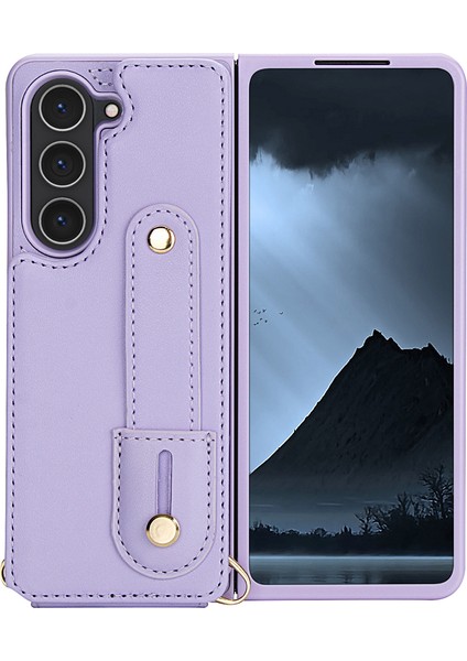 Samsung Galaxy Z Fold5 5g Kickstand Kart Yuvaları Deri Kaplamalı Tpu Kılıf ve Kayış (Yurt Dışından) fiyatları