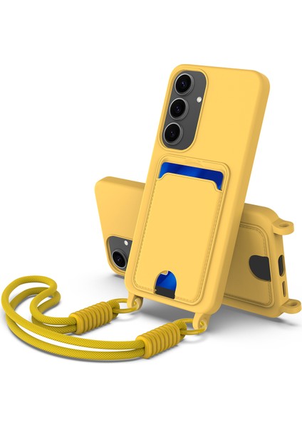 Samsung Galaxy S24 Plus Sıvı Silikon Kart Tutucu Telefon Arka Kılıfı ve Kayışı (Yurt Dışından)