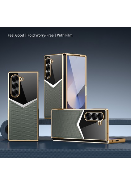 Samsung Galaxy Z Fold5 5g Hakiki Inek Derisi + Pc Kontrast Tasarım Telefon Kılıfı ve Ekran Koruyucu (Yurt Dışından) fiyatları