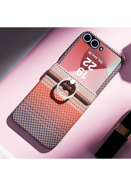 Samsung Galaxy Z Flip7 Fe 5g / Flip6 5g Halka Tutucu Ayaklı Pc Kılıfı ve Temperli Cam Ekran Koruyucu (Yurt Dışından)