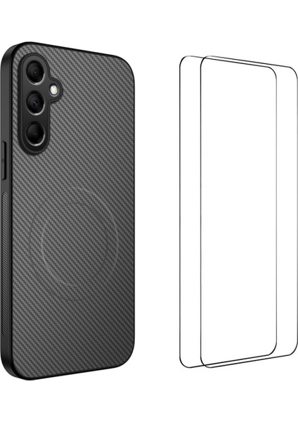 Samsung Galaxy S24 Plus Manyetik Kılıf Karbon Fiber Doku Pc Tpu Telefon Kılıfı 2 Adet Ekran Filmi ile (Yurt Dışından)