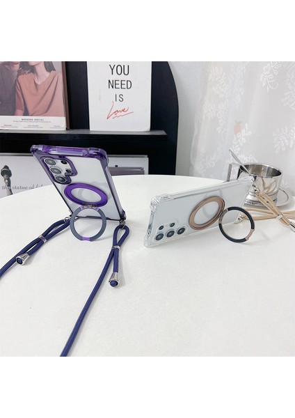 Samsung Galaxy S24 Ultra Manyetik Kılıf Halka Ayaklı Tpu + Kordonlu Pc Telefon Kılıfı (Yurt Dışından) fiyatları