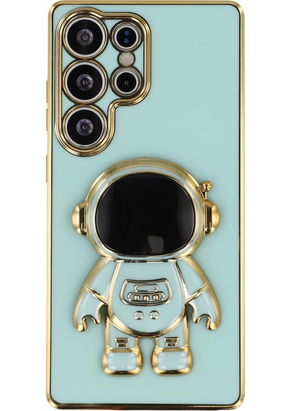 Samsung Galaxy S24 Ultra Elektrokaplama Yumuşak Tpu Telefon Kılıfı ve Astronot Gizli Ayaklığı (Yurt Dışından) fiyatları