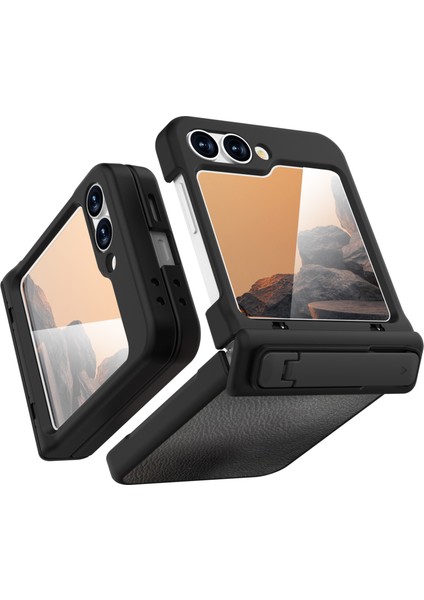 Samsung Galaxy Z Flip7 Fe 5g / Flip6 5g Kickstand Kılıf Litchi Doku Pu + Pc Telefon Arka Kapağı (Yurt Dışından) fiyatları