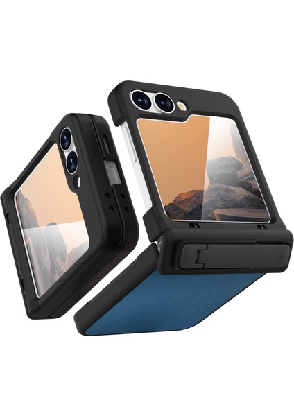 Samsung Galaxy Z Flip7 Fe 5g / Flip6 5g Kickstand Kılıf Litchi Doku Pu + Pc Telefon Arka Kapağı (Yurt Dışından) fiyatları