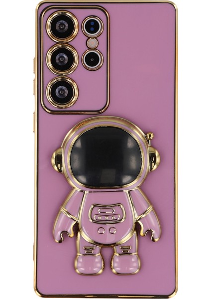 Samsung Galaxy S24 Ultra Elektrokaplama Yumuşak Tpu Telefon Kılıfı ve Astronot Gizli Ayaklığı (Yurt Dışından) fiyatları