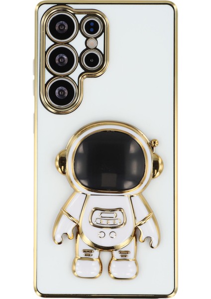 Samsung Galaxy S24 Ultra Elektrokaplama Yumuşak Tpu Telefon Kılıfı ve Astronot Gizli Ayaklığı (Yurt Dışından) fiyatları
