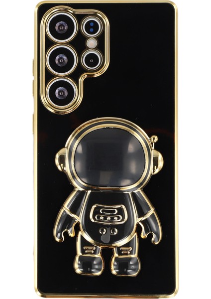 Samsung Galaxy S23 Ultra Elektrokaplama Yumuşak Tpu Telefon Kılıfı ve Astronot Gizli Ayaklığı (Yurt Dışından) fiyatları