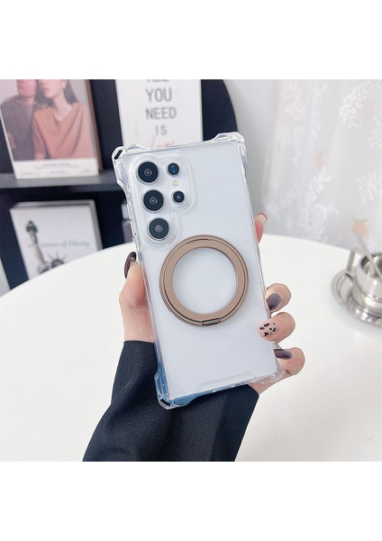 Samsung Galaxy S24 Ultra Manyetik Kılıf Halka Ayaklı Tpu + Pc Telefon Kılıfı (Yurt Dışından)