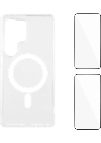 Samsung Galaxy S24 Ultra Şeffaf Kılıf, Magsafe ile Uyumlu, 2 Adet Ekran Filmi (Büyük Lens Deliği) (Yurt Dışından)