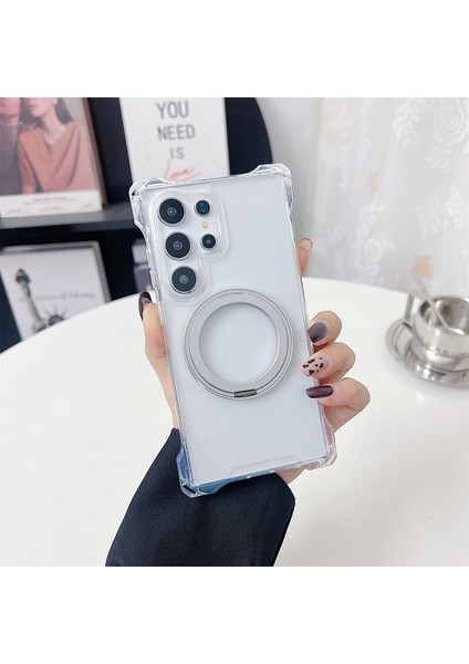 Samsung Galaxy S24 Ultra Manyetik Kılıf Halka Ayaklı Tpu + Pc Telefon Kılıfı (Yurt Dışından)