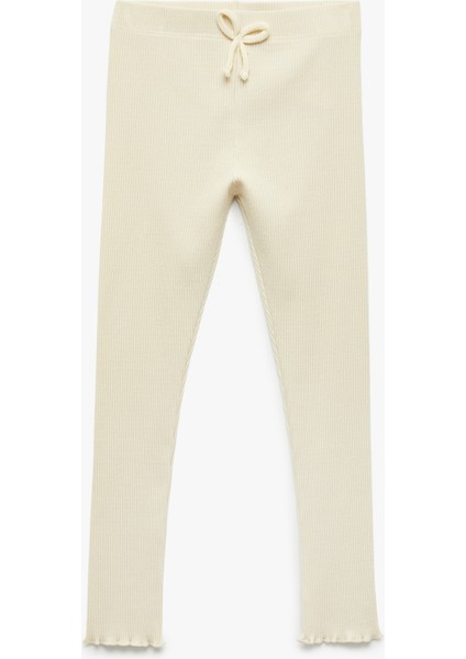 Kaşkorse Beli Lastikli Bağlama Detaylı Pamuklu Dar Kalıp Tayt