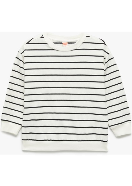 Şardonlu Uzun Kollu Bisiklet Yaka Sweatshirt