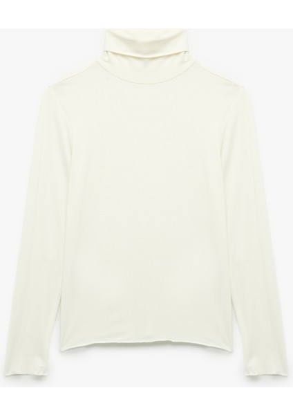 Slim Fit Viskon Kumaş Uzun Kollu Balıkçı Yaka Tişört