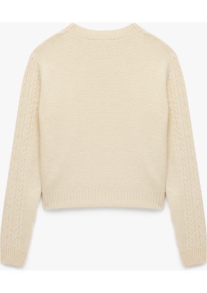 Saç Örgüsü Detaylı Uzun Kollu Bisiklet Yaka Triko Kazak fiyatları