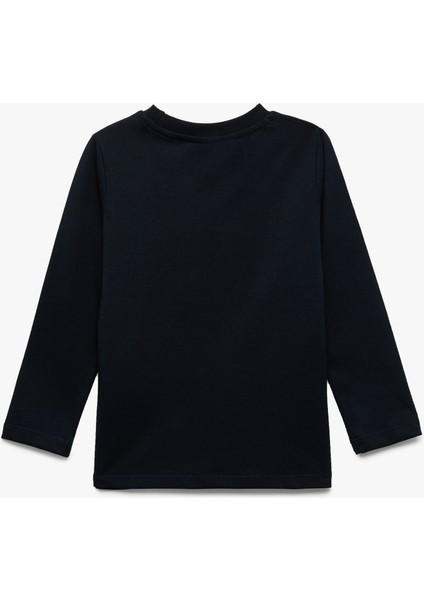 Dinozor Baskılı Uzun Kollu Bisiklet Yaka Pamuklu Tişört fiyatları