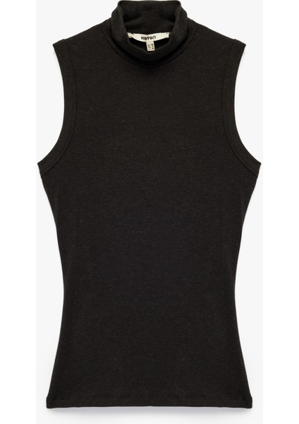 Koyun Yünü Karışımlı Slim Fit Dik Yaka Kolsuz Body