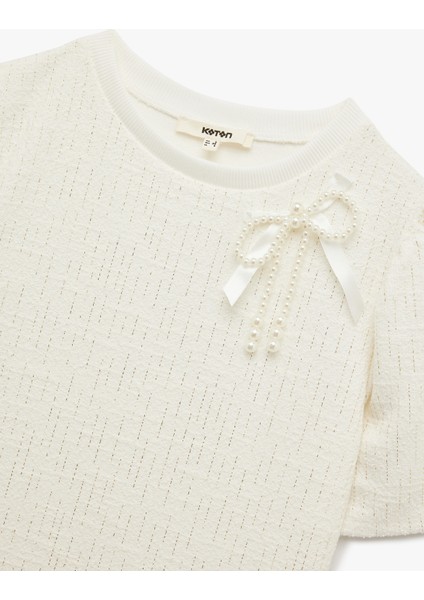 Kısa Kollu Bisiklet Yaka Fiyonk Detaylı Sweatshirt modelleri